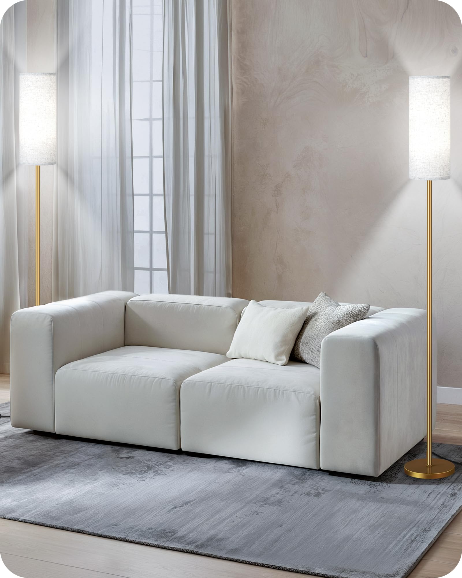 GOEBLESON floor lamp with magnetic remote attachment for effortless access from the sofa.