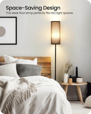 GOEBLESON tall floor lamp designed to fit into corner spaces
