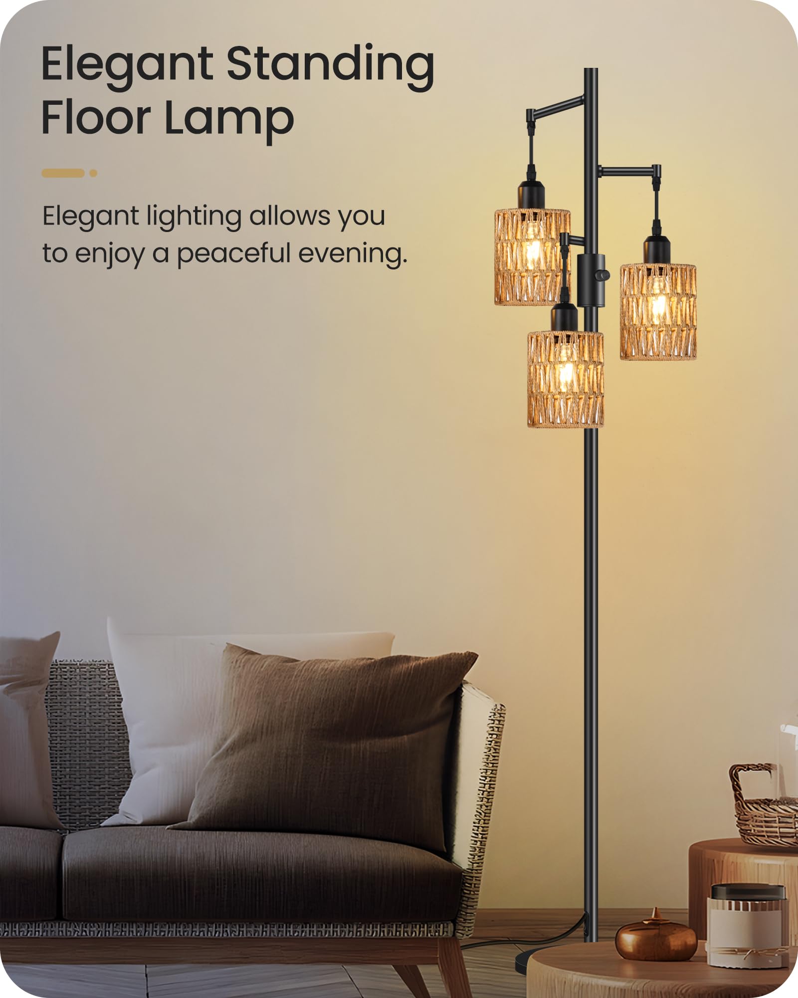 GOEBLESON tall standing light frames seating areas with a graceful profile.
