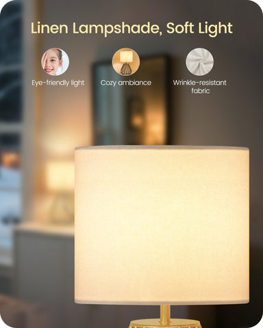 GOEBLESON gold table lamp 2700K LED provides warm, ready-to-use glow