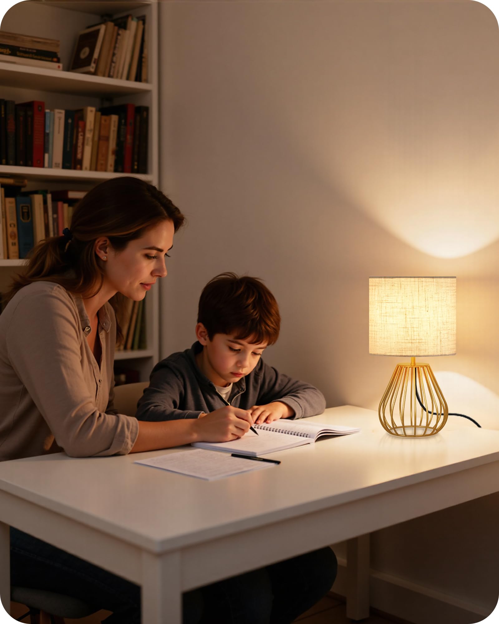 GOEBLESON Gold Table Lamp LED bulb included delivers energy-efficient illumination.