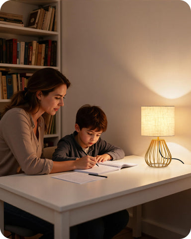 GOEBLESON Gold Table Lamp LED bulb included delivers energy-efficient illumination.