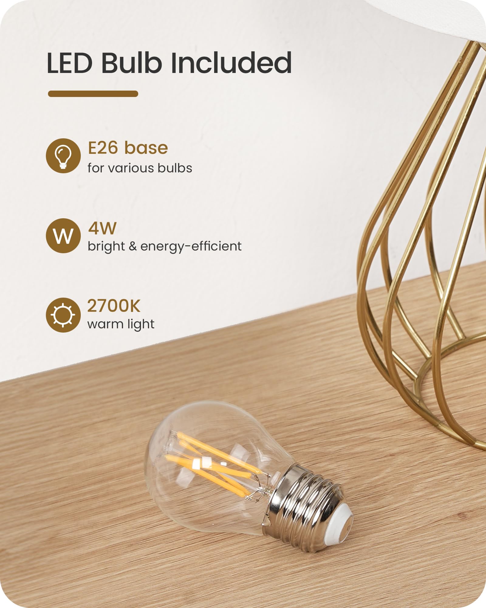 GOEBLESON gold table lamp sleek metal base enhances durability