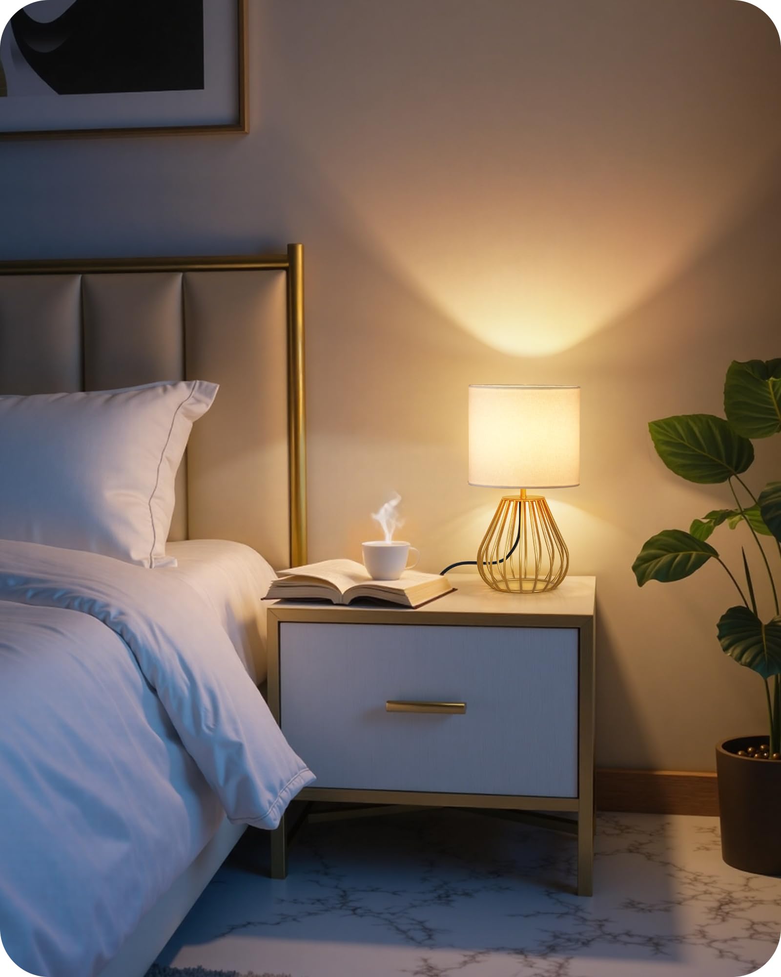 GOEBLESON gold table lamp cage design adds stability and premium look