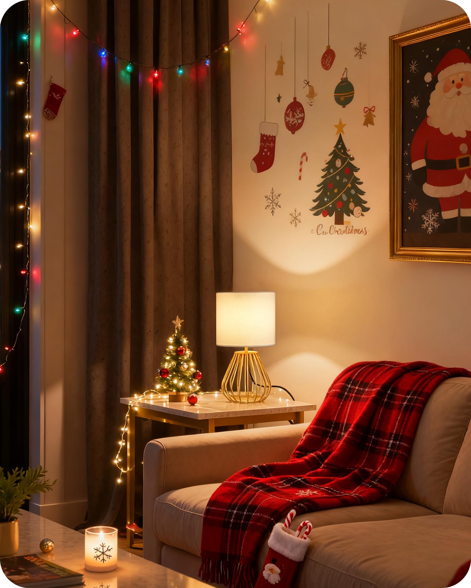 GOEBLESON gold table lamp with white linen shade delivers soft, cozy illumination