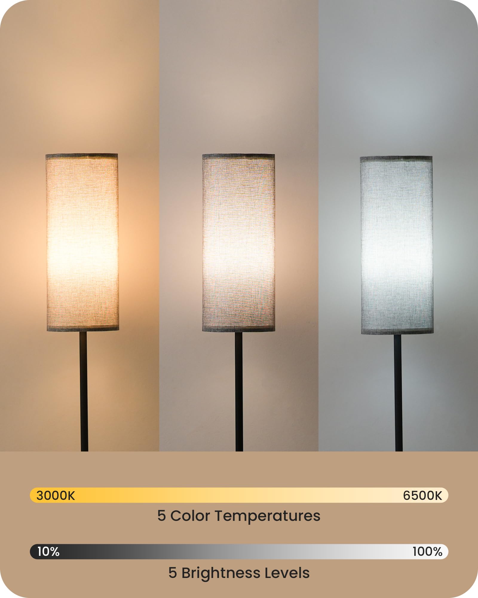 GOEBLESON gray linen shade creates warm, diffuse glow