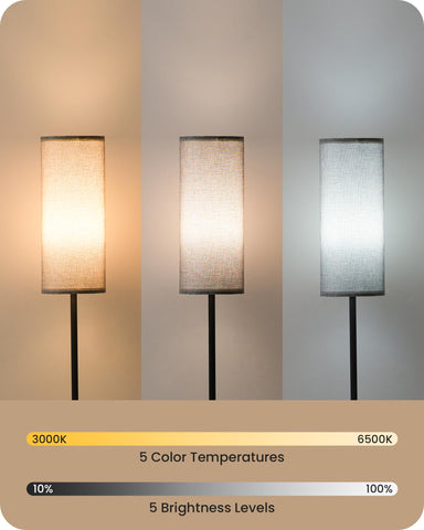 GOEBLESON gray linen shade creates warm, diffuse glow