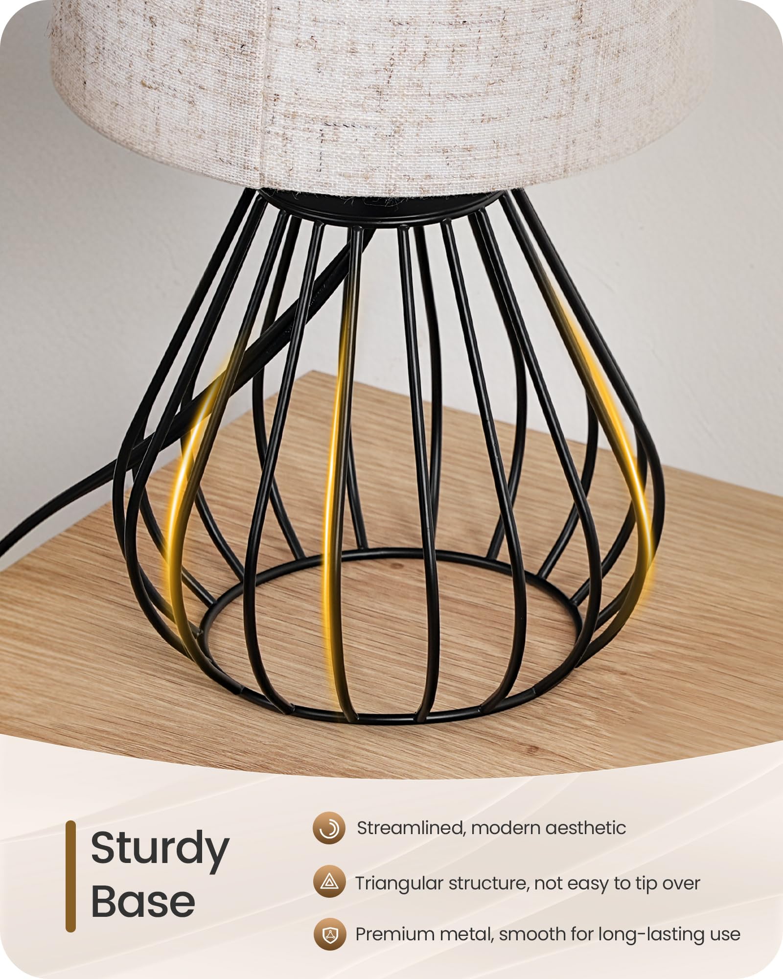 Goebleson lamp base is E26-compatible for easy bulb swaps