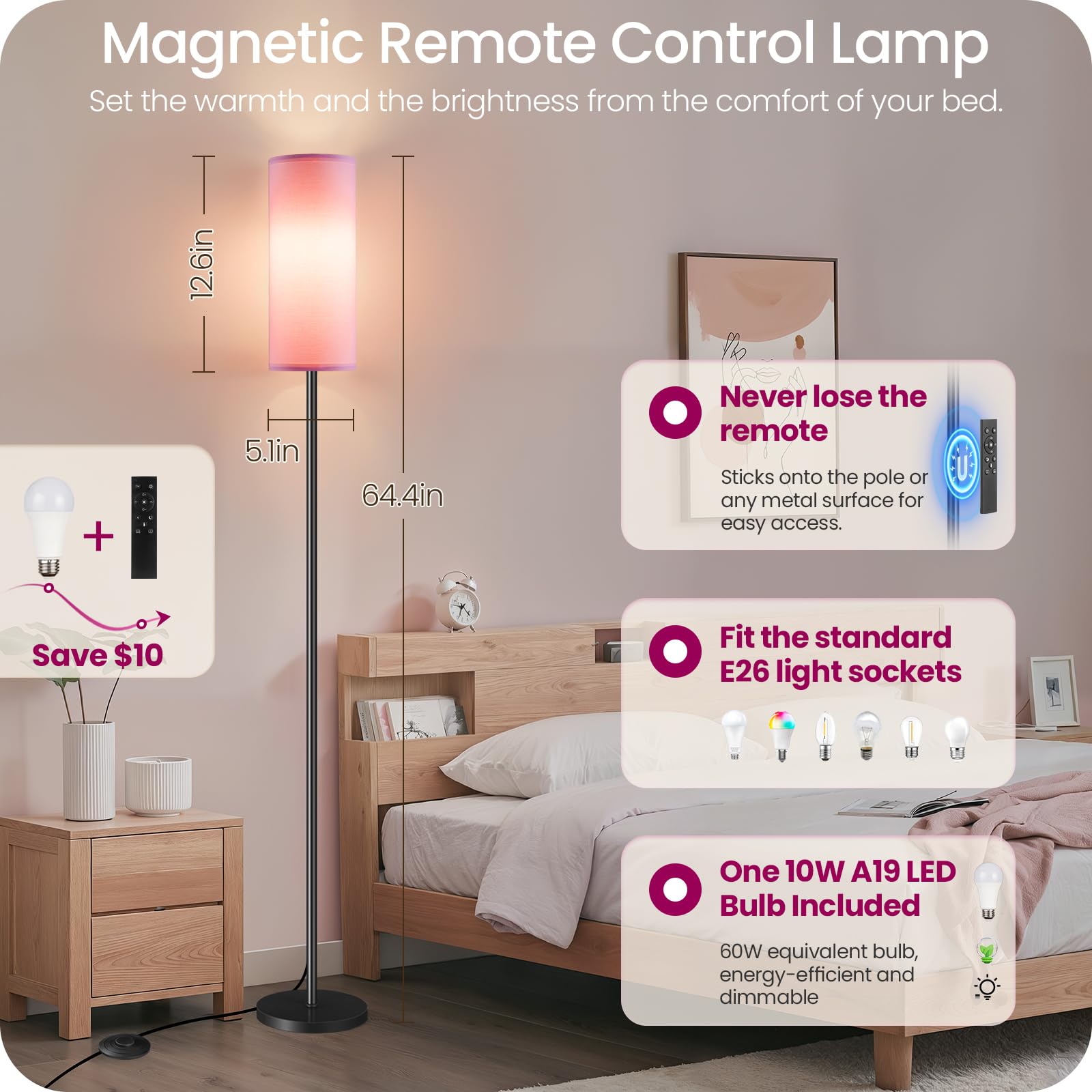 Goebleson included 10W LED bulb delivers bright 900 lumens