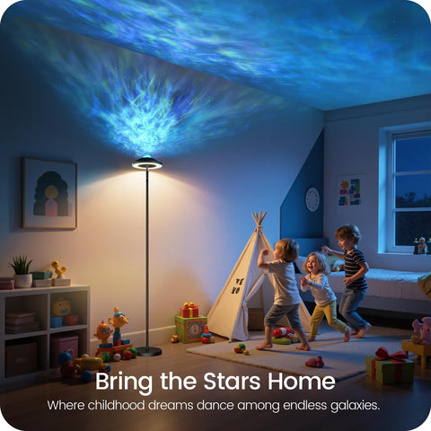 GOEBLESON RGB galaxy projector adds dynamic seven-scene ambience options.