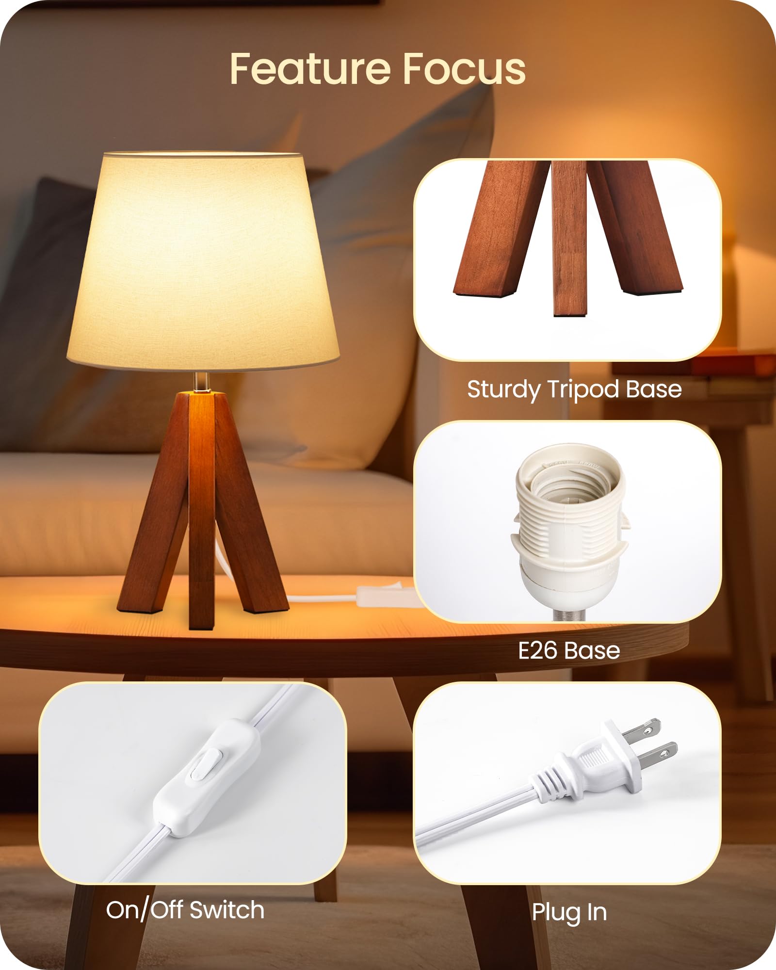 GOEBLESON LW51TLP205 two lamps on a nightstand provide balanced lighting.