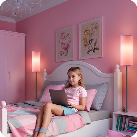 Goebleson black pole with pink shade for modern style