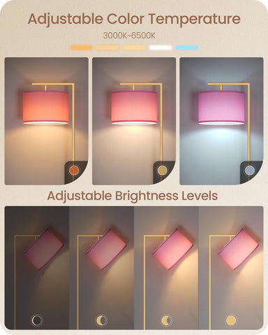 GOEBLESON arc floor lamp pink assembly shows quick setup.