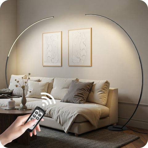 GOEBLESON arc lamp ideal for reading, streaming, and relaxing at home.