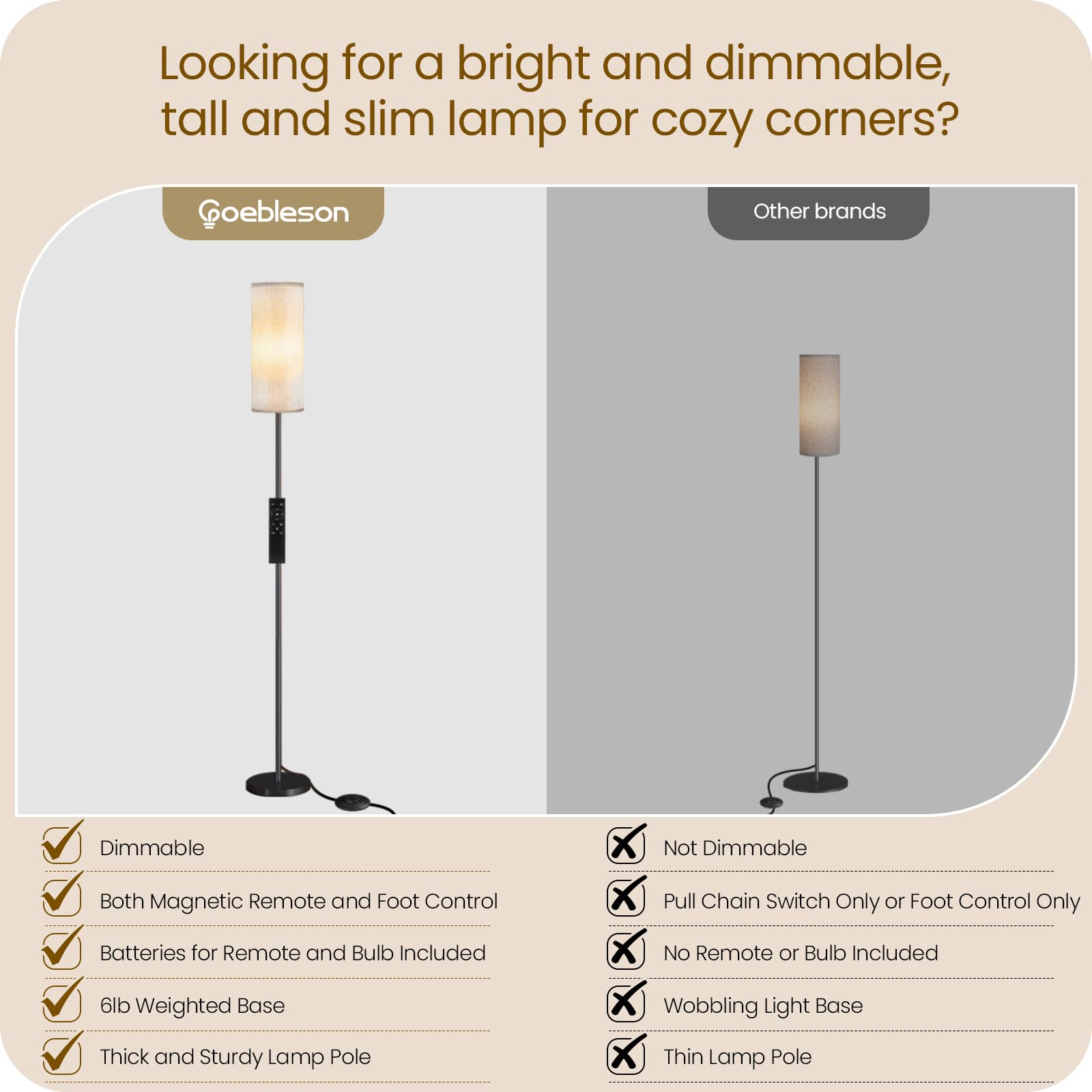 GOEBLESON tall 64-4in lamp ideal for reading corners