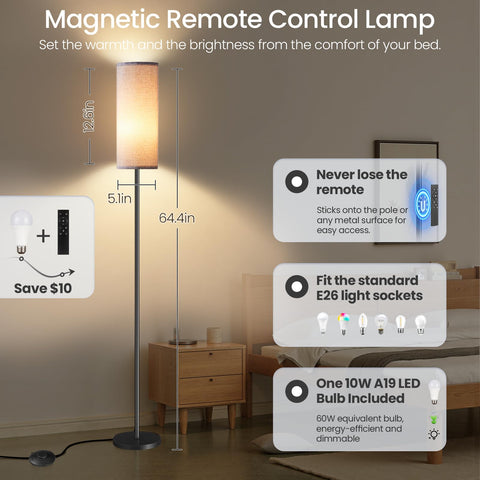 GOEBLESON tall floor lamp stands 64 inches, ideal for reading corners