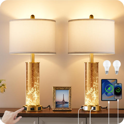 GOEBLESON tall table lamp pair with dual lighting for versatile bedside ambience