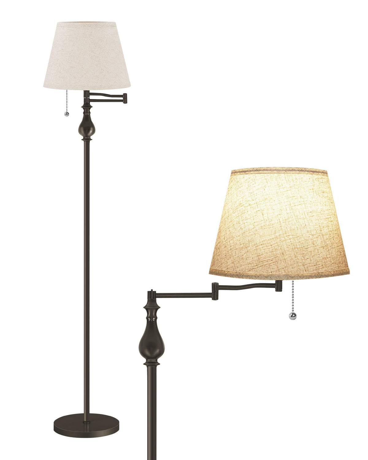 GOEBLESON vintage floor lamp with a 61-inch arm for focused reading light.