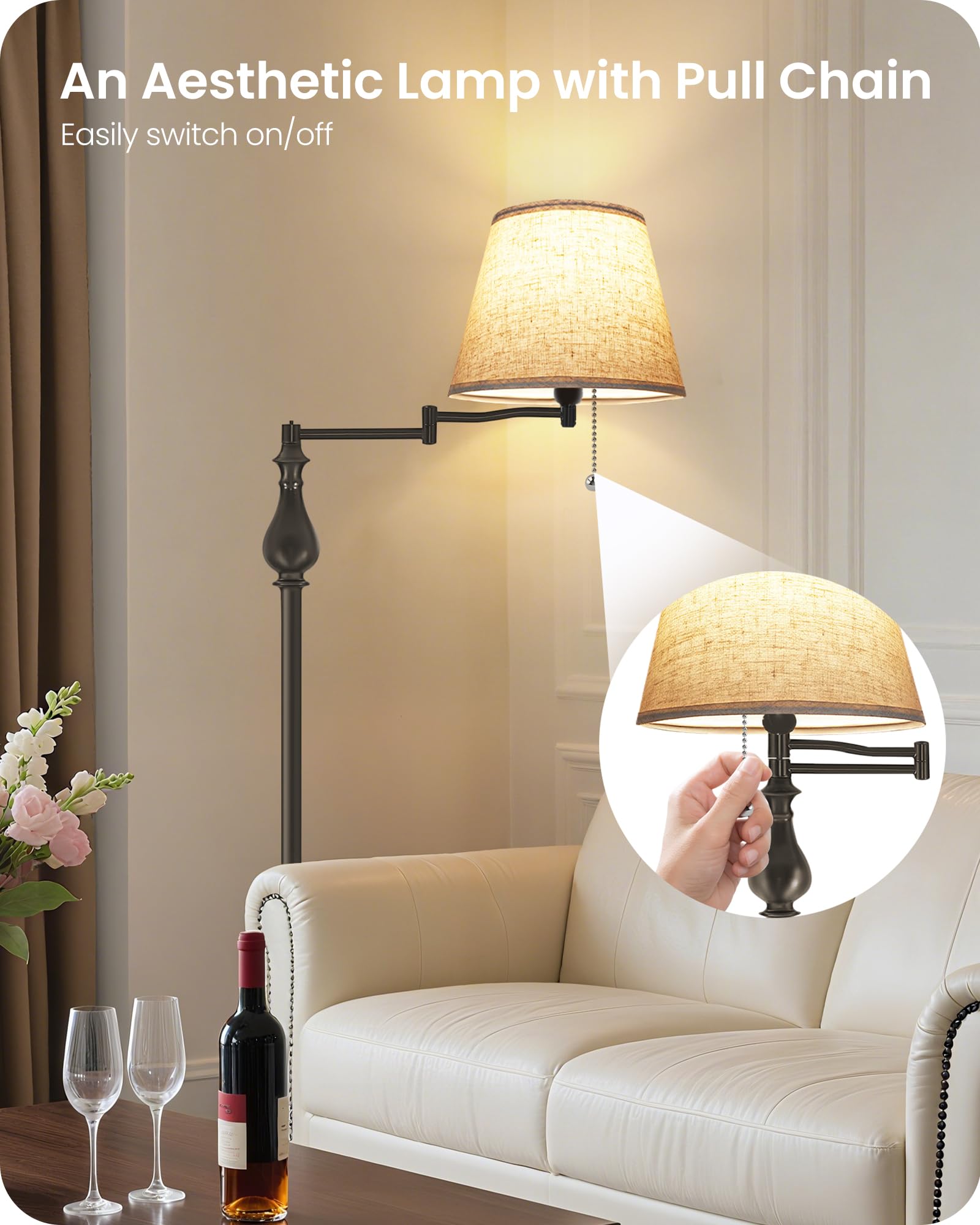GOEBLESON beige shade creates warm ambient lighting in living spaces.