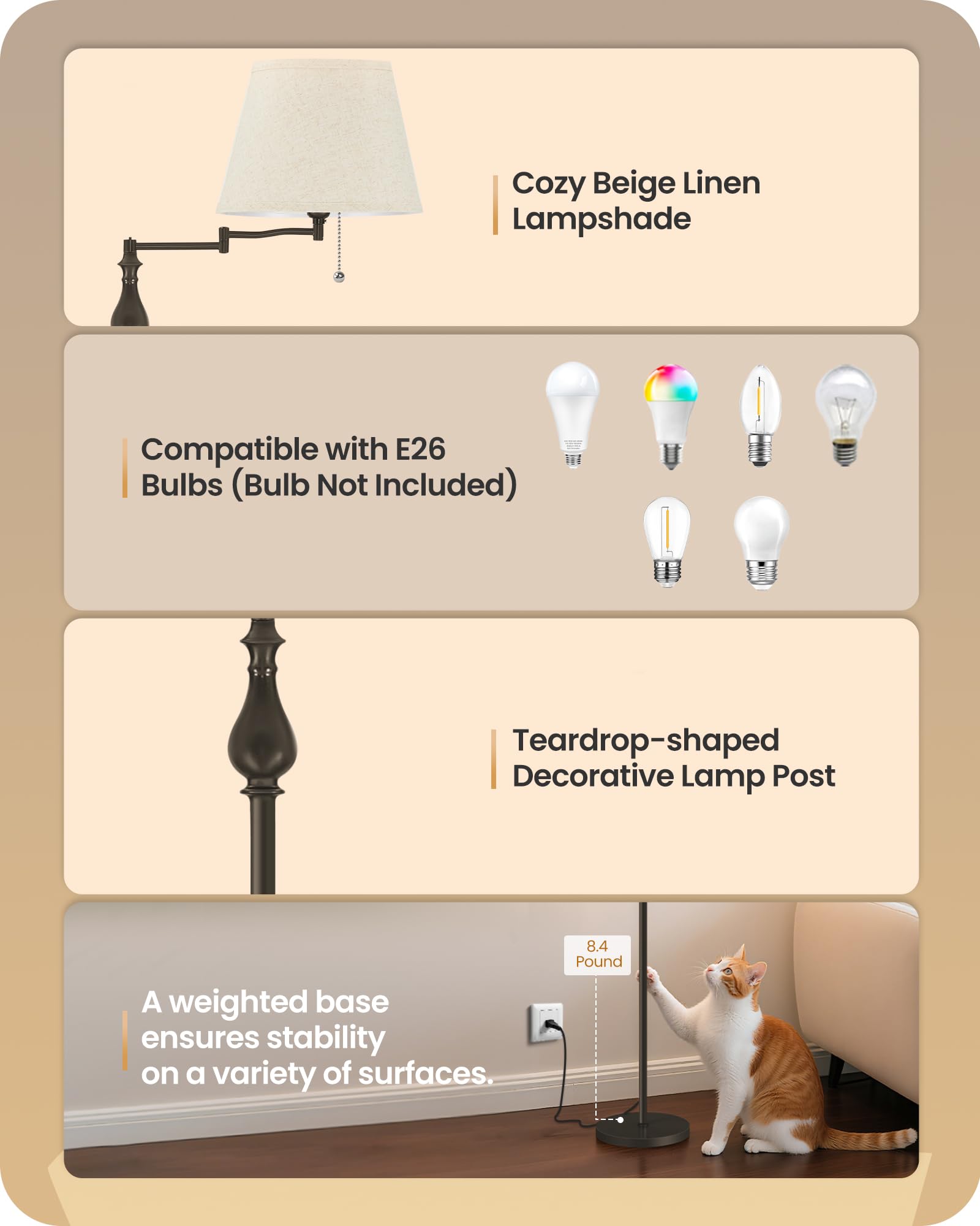 GOEBLESON 61-inch height fits neatly in corners without crowding rooms.