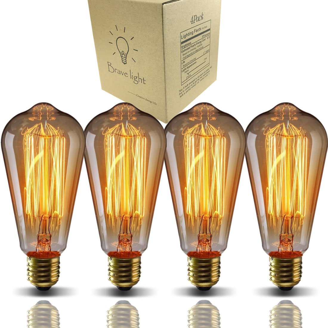 GOENDR E26 Edison bulb featuring ST64 vintage filament for warm home lighting