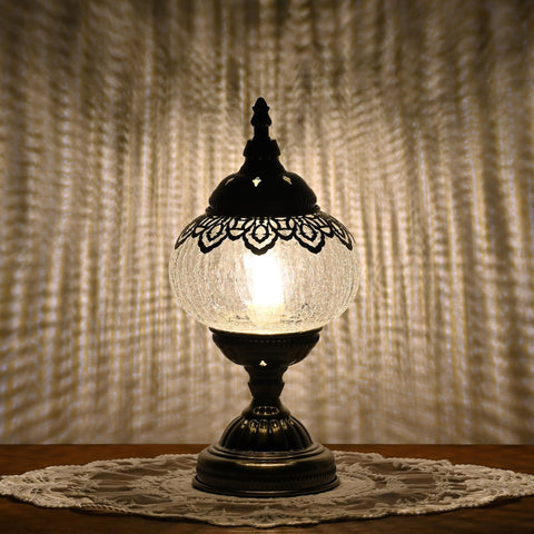 GOGERS handmade mosaic glass shade highlights bohemian style on bedside or desk