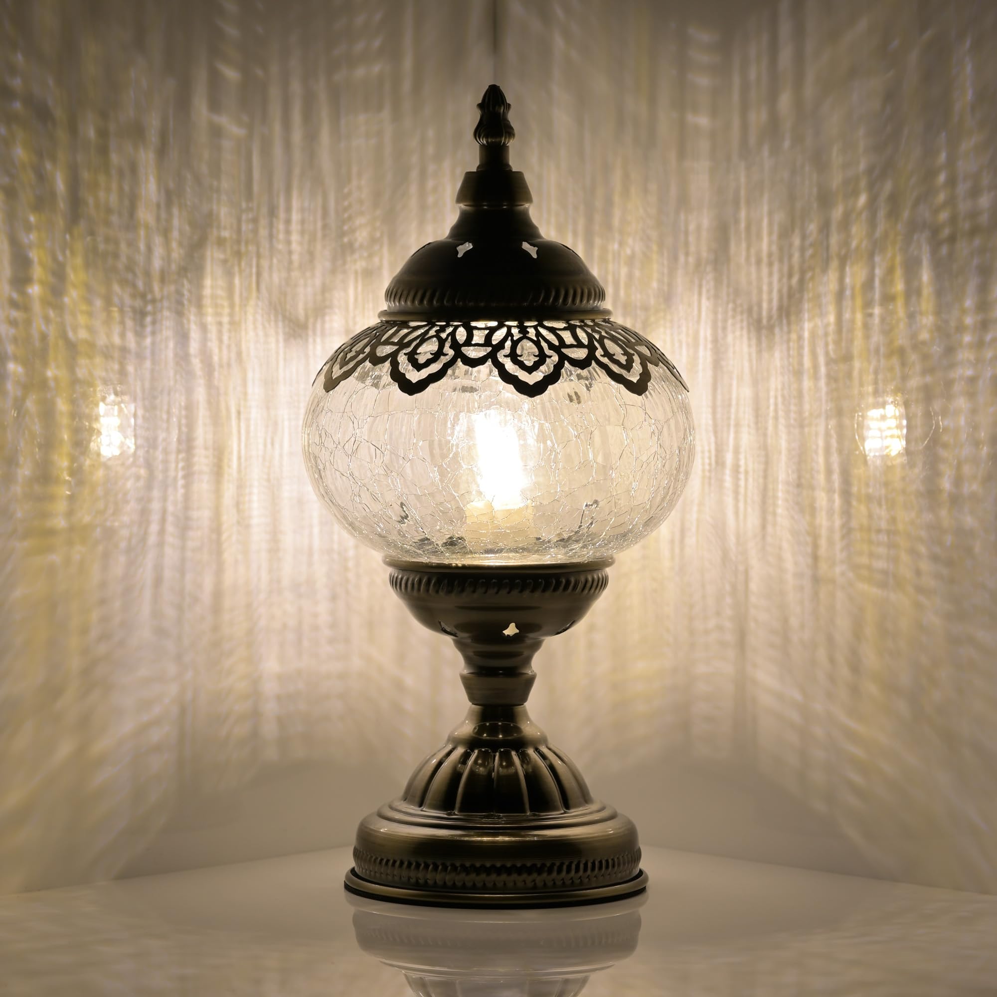 GOGERS Turkish Moroccan lamp lantern with mosaic glass shade for warm ambient lighting