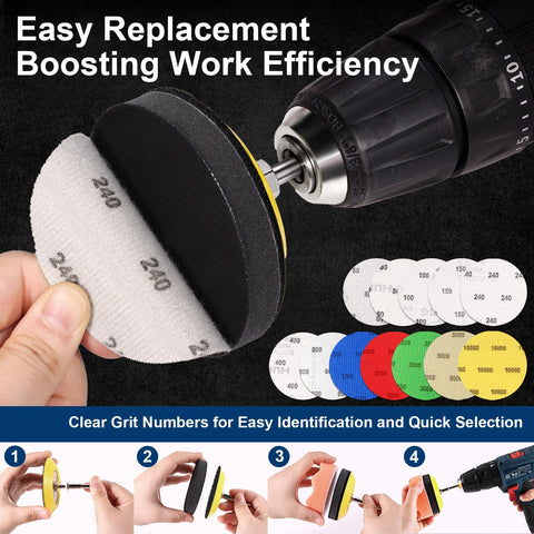 GOH DODD wool pad and polishing pads for smoothing and shine enhancement.