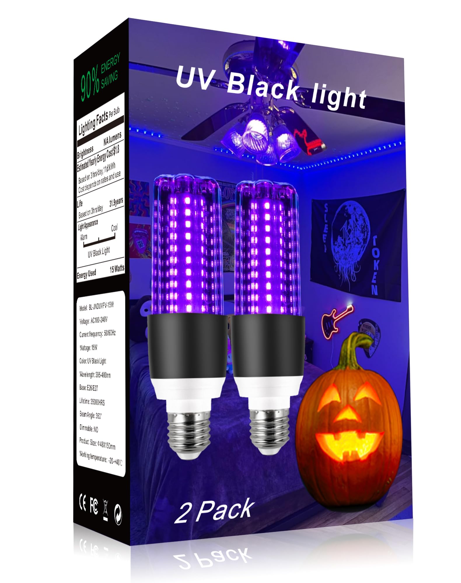 GOHDLAMP panda-design blacklight bulb highlights glow-in-the-dark posters