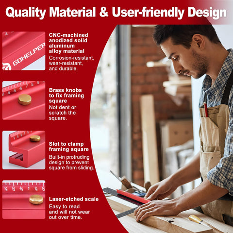 Gohelper anodized aluminum body resists wear during demanding workshop tasks