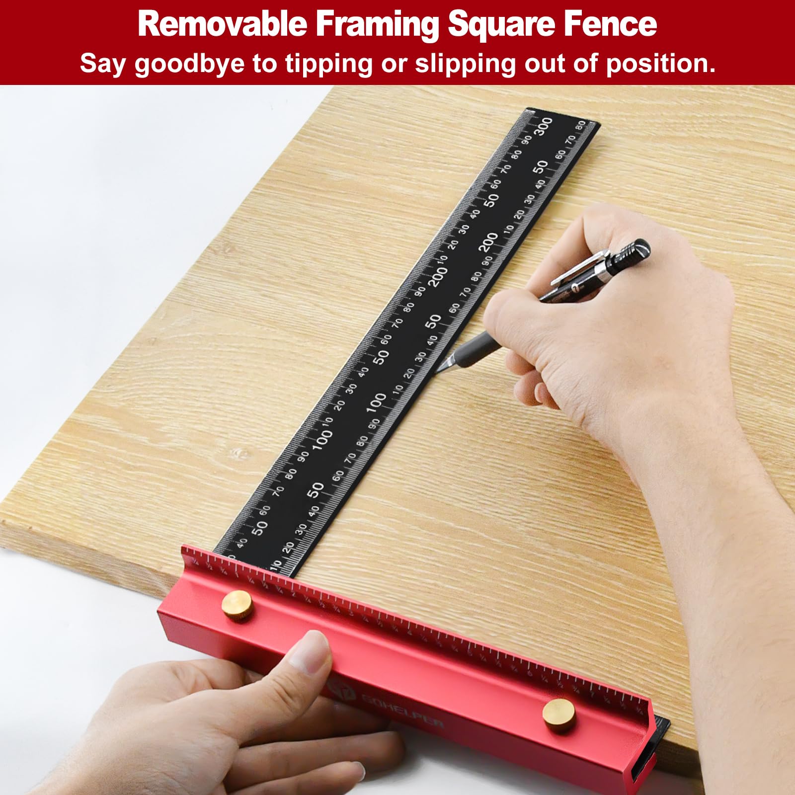 Gohelper brass knobs secure the fence for stable, fatigue-free woodworking
