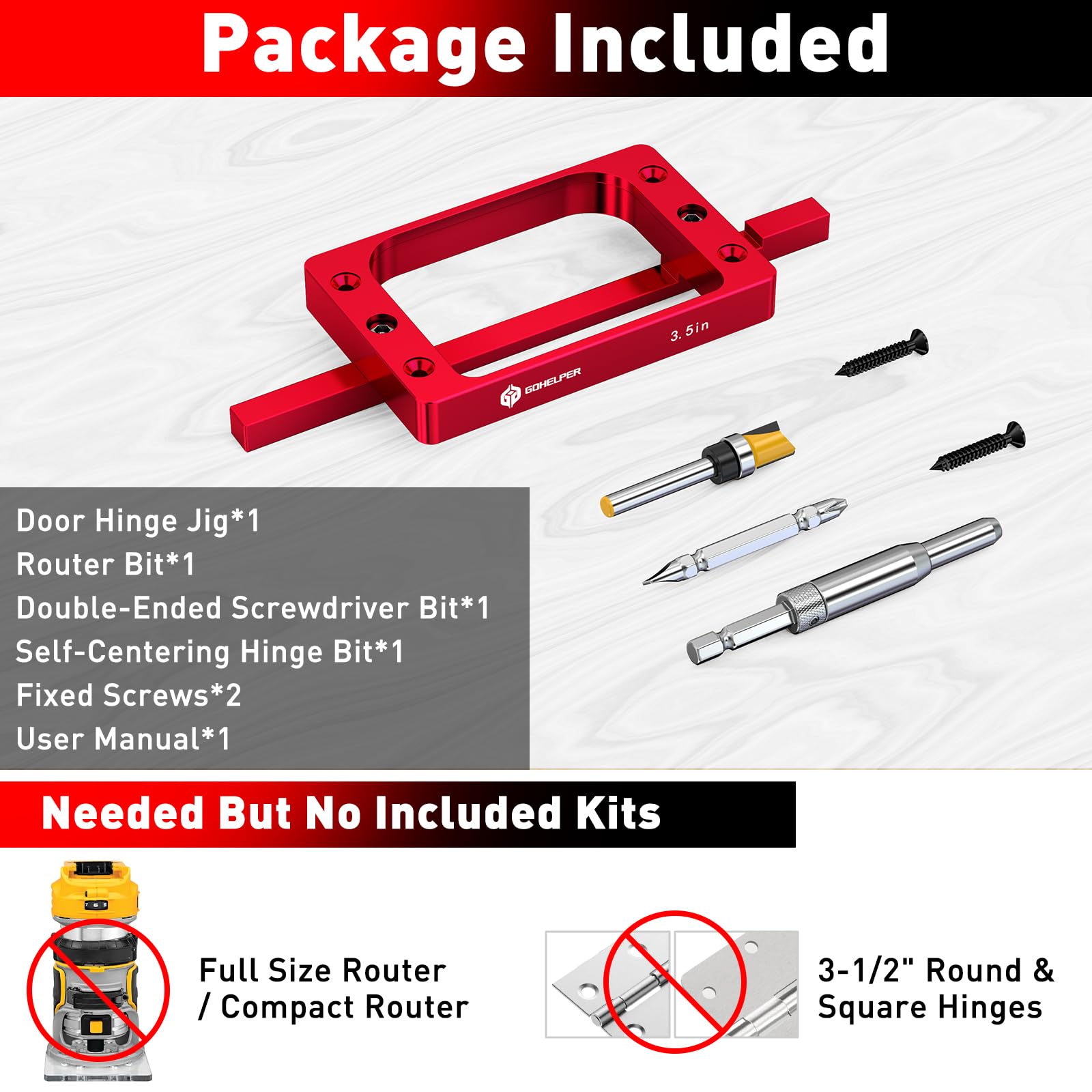 Gohelper complete hinge kit contents ready for project use