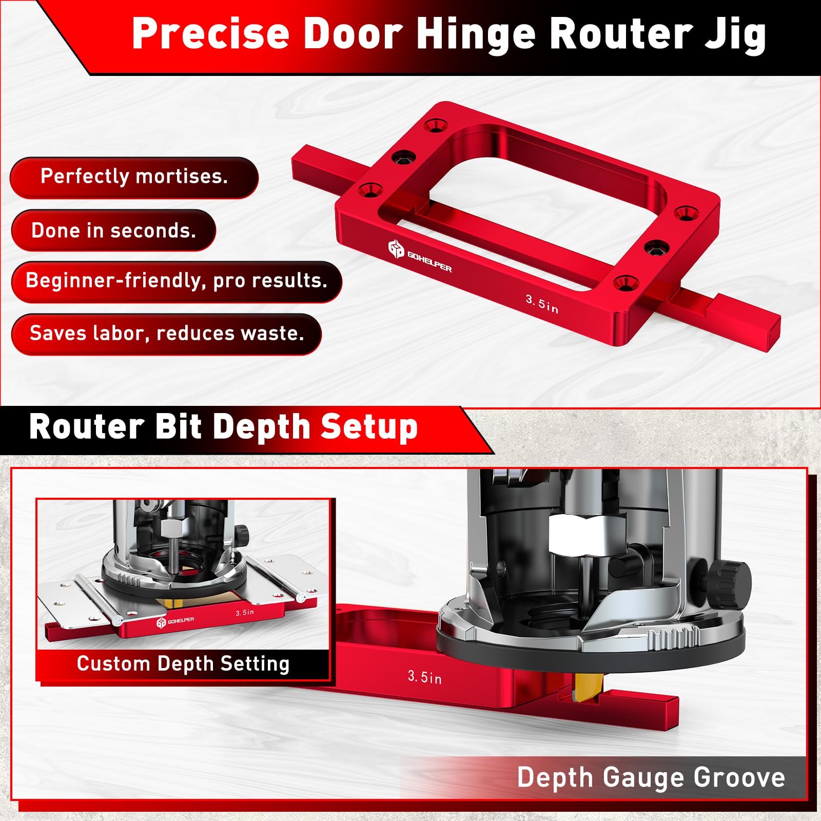 Gohelper five-eighths-inch radius hinge fitting in action