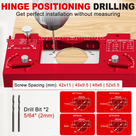 Gohelper hinge screw hole guide with standard spacings speeds up alignment