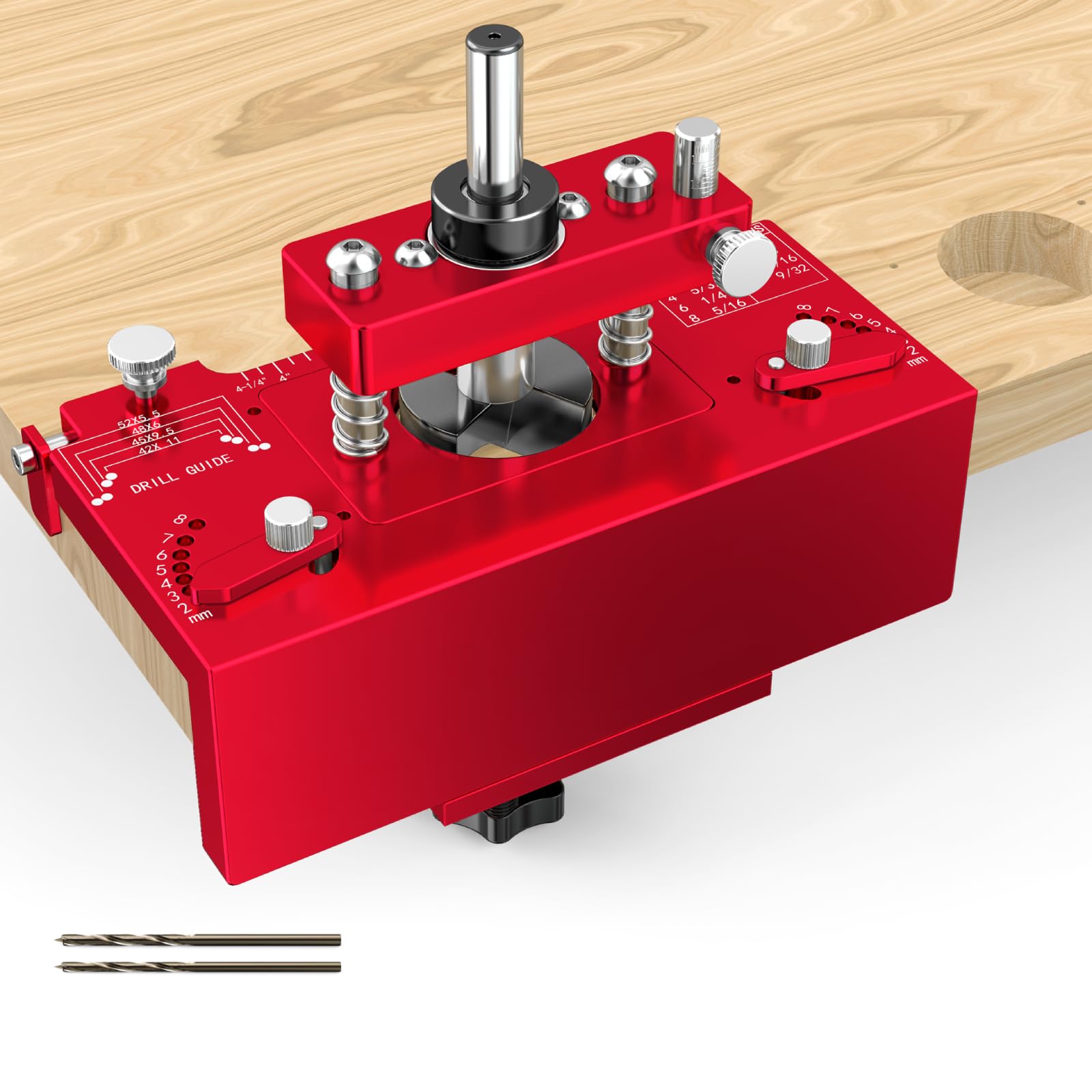 Gohelper Quick Set 35mm concealed hinge jig shown for precise, repeatable hole placement