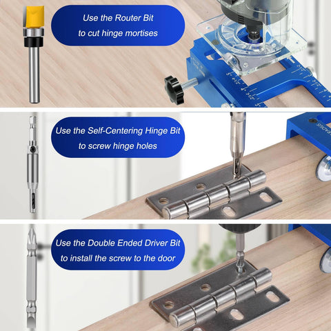 Gohelper self-centering hinge bit centers hinges for clean mortises.