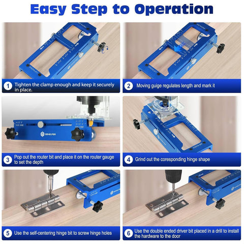 Gohelper silicone anti-skid pads protect doors during hinge mortising.