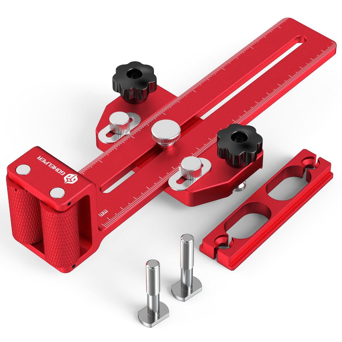 Gohelper Thin Rip Jig roller close-up emphasizing extended knurled rollers for stable feeding.