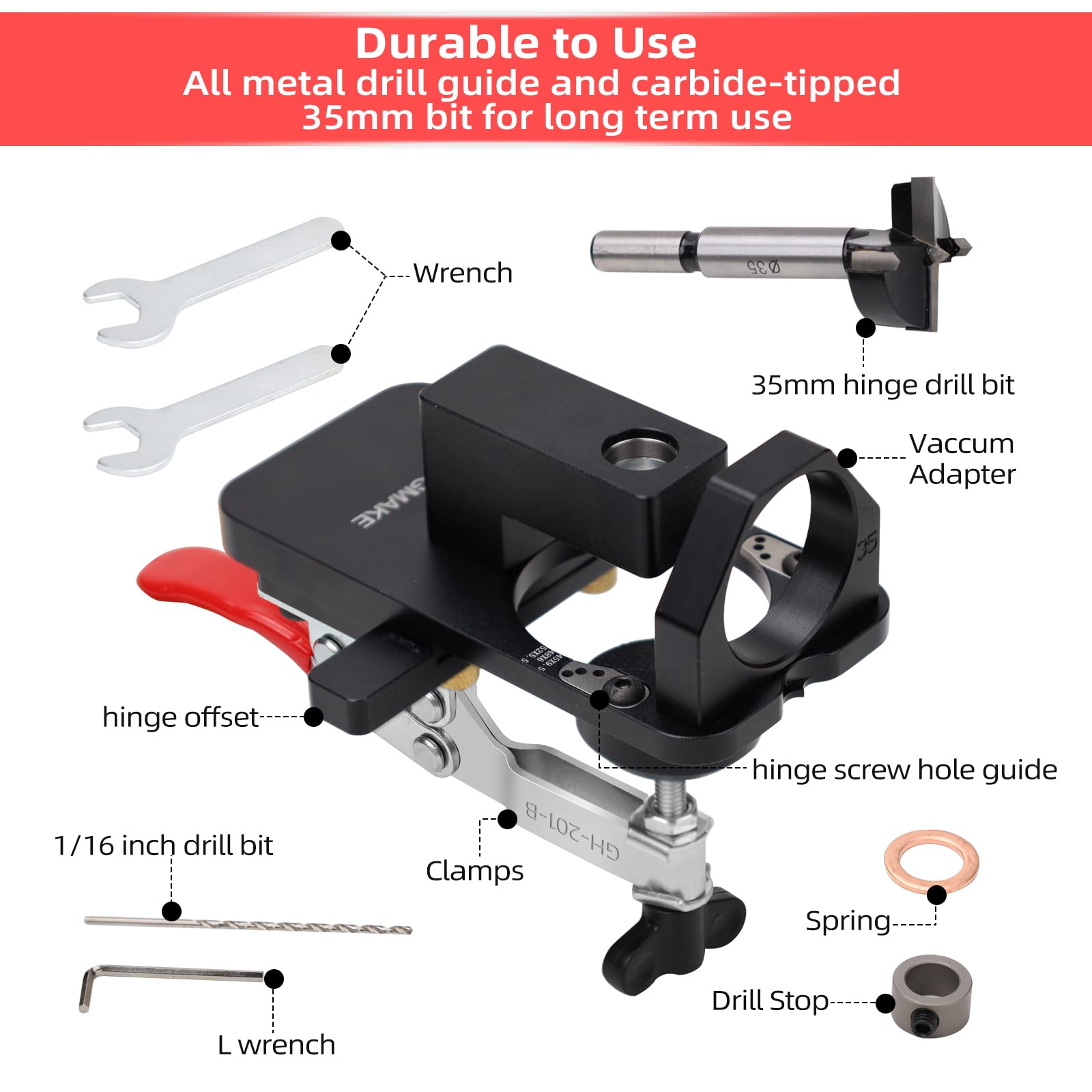 goingmake 35mm carbide-tipped drill bit delivers clean holes
