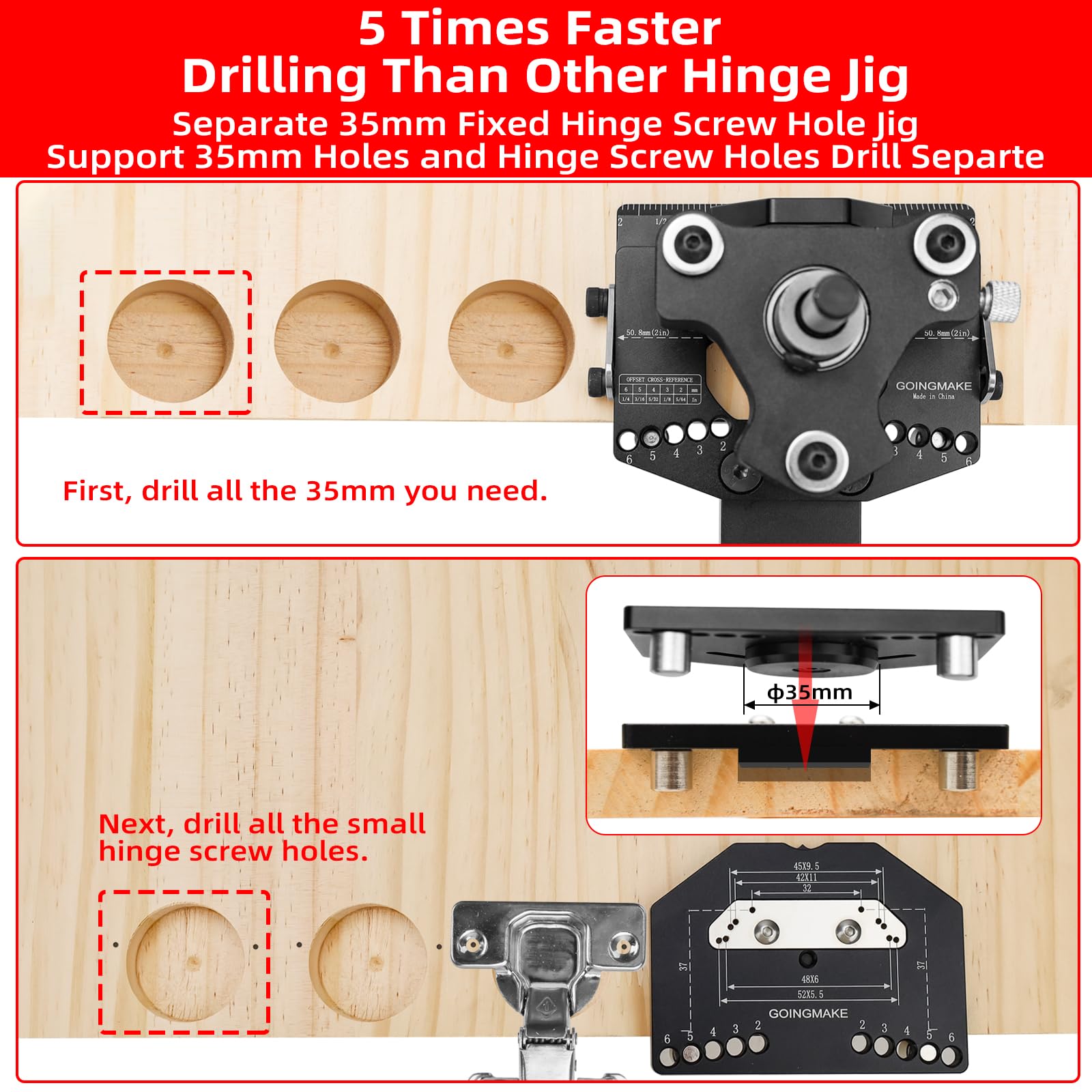 GOINGMAKE 35mm fixed hole guide enables quick hinge screw placement