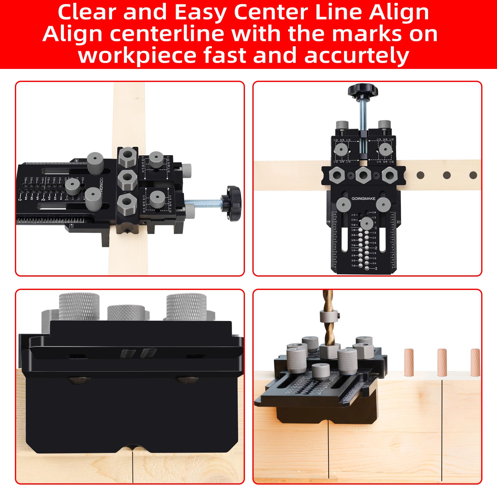 GOINGMAKE dowel jig kit guides accurate dowel holes for cabinets