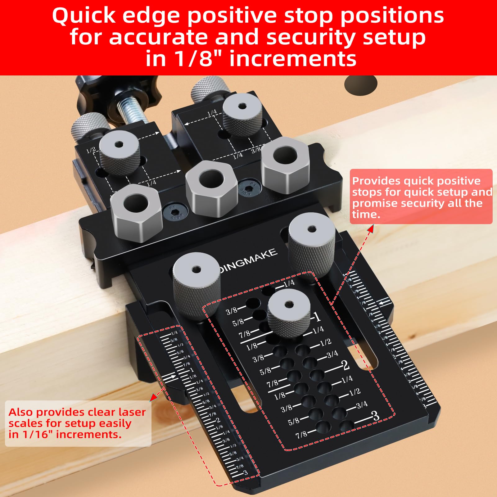 GOINGMAKE dowel jig kit clear laser scales for easy setup
