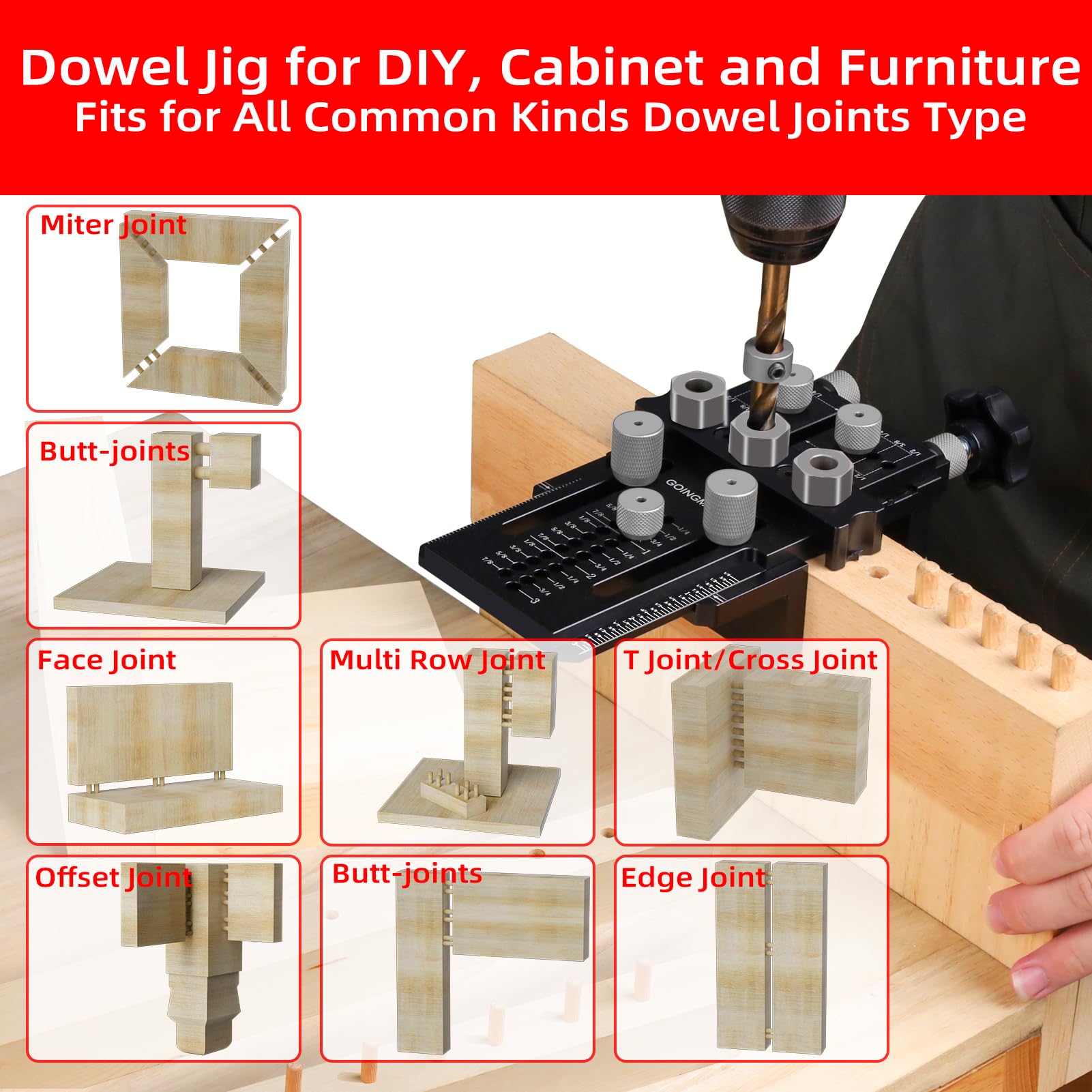 GOINGMAKE dowel jig kit all metal construction for longevity