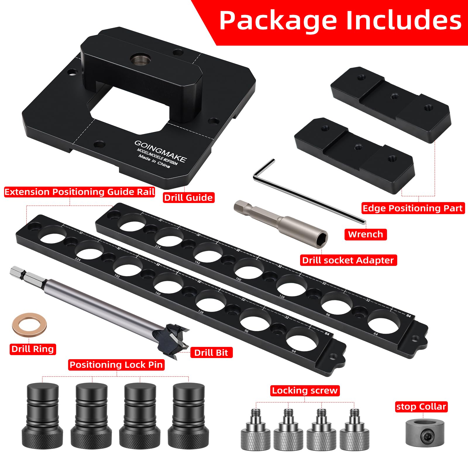 GOINGMAKE drill guide supports reliable 20mm dog hole alignment for projects.