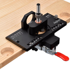 GoingMake metal concealed hinge jig shows durable construction for precise hinge drilling.
