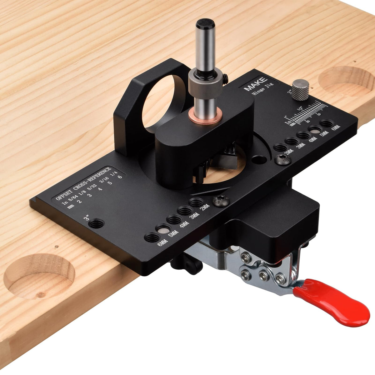 GoingMake metal concealed hinge jig shows durable construction for precise hinge drilling.