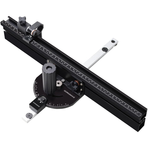 Goingmake miter gauge assembly demonstrates accurate crosscut setup for repeat cuts.