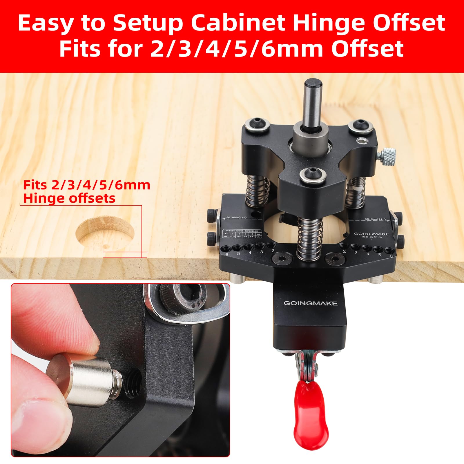 GOINGMAKE hinge hole offset guides for 2–6 mm adjustments