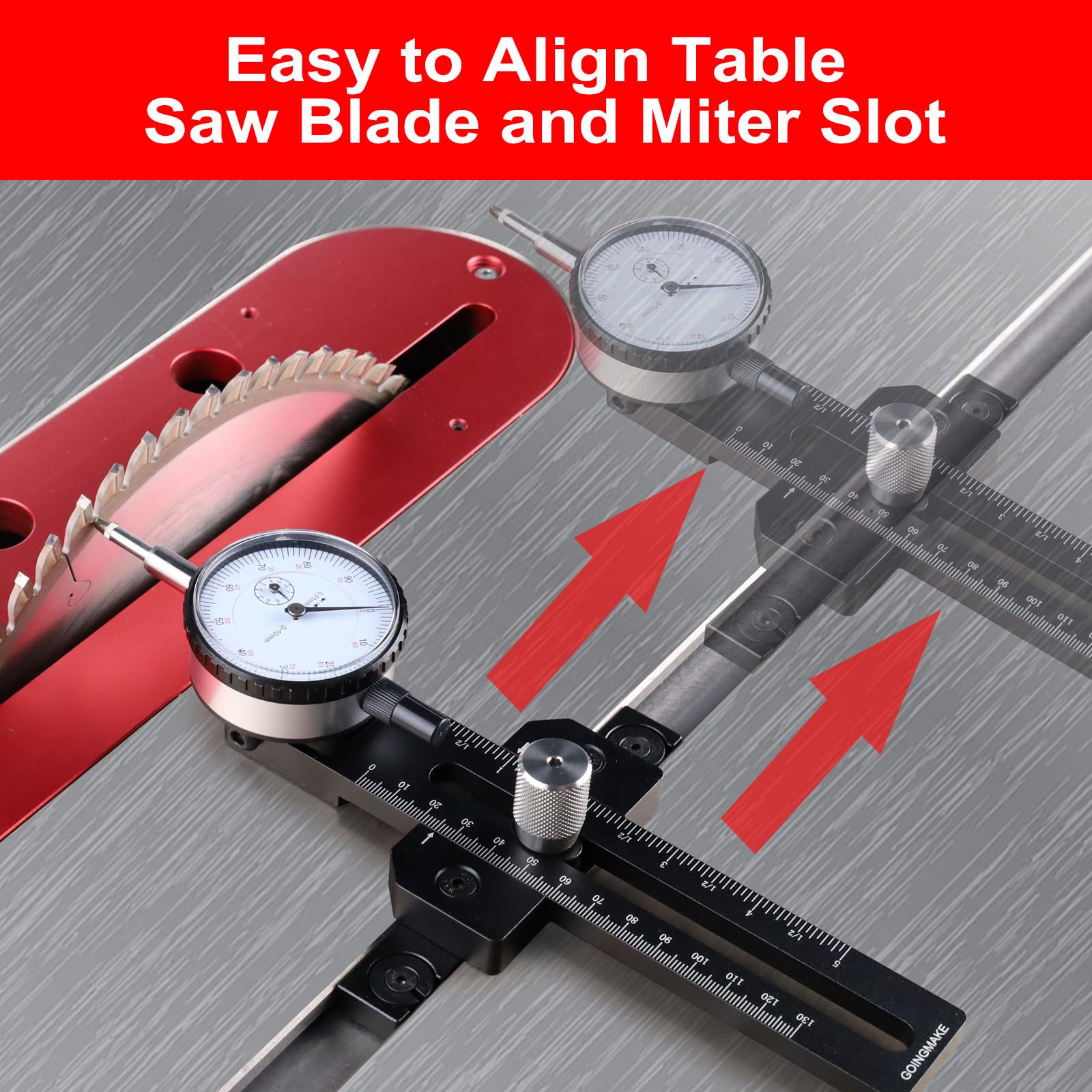 GOINGMAKE precision calibration tool for woodworking and DIY projects.