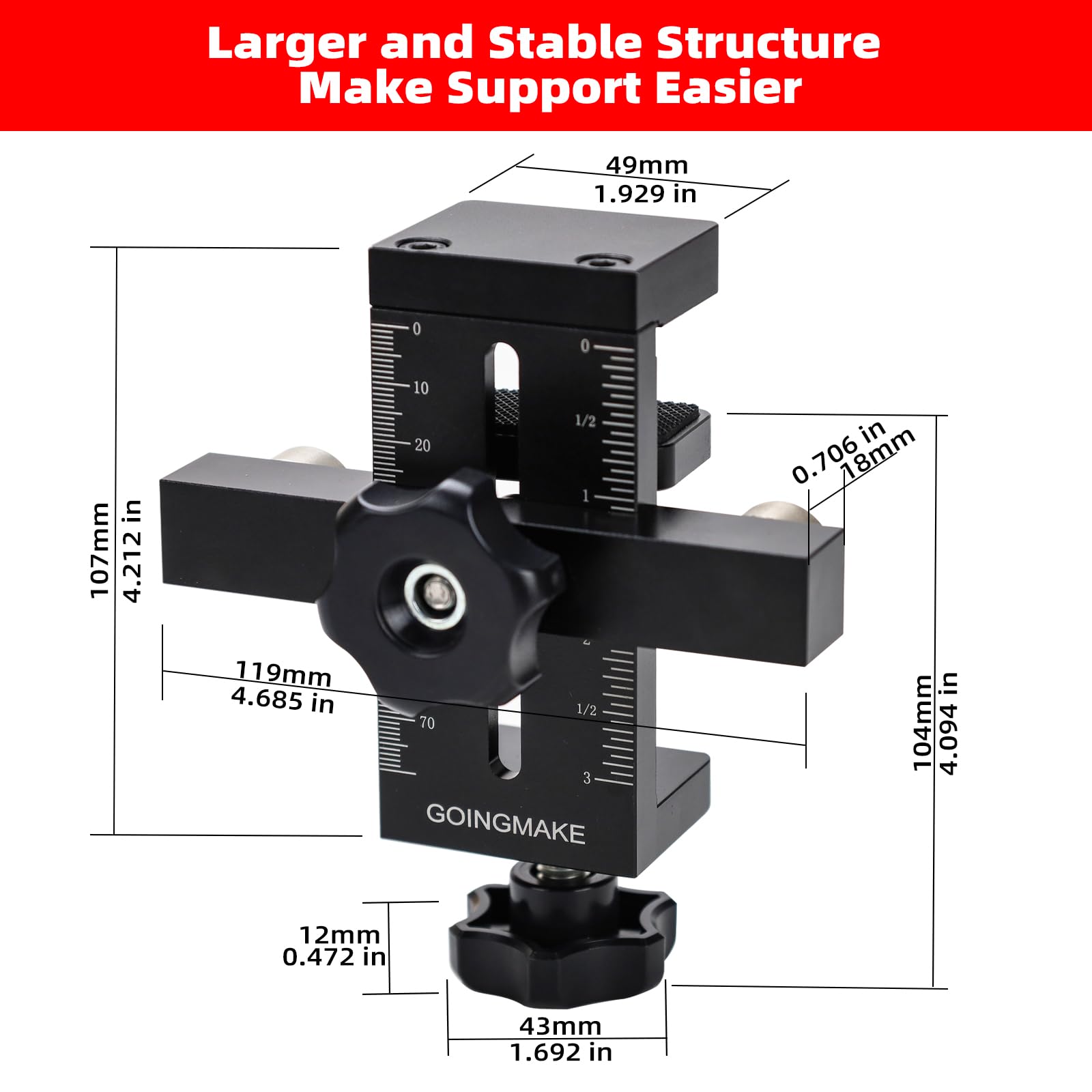 GOINGMAKE precision CNC aluminum build ensures tight 90-degree joints.